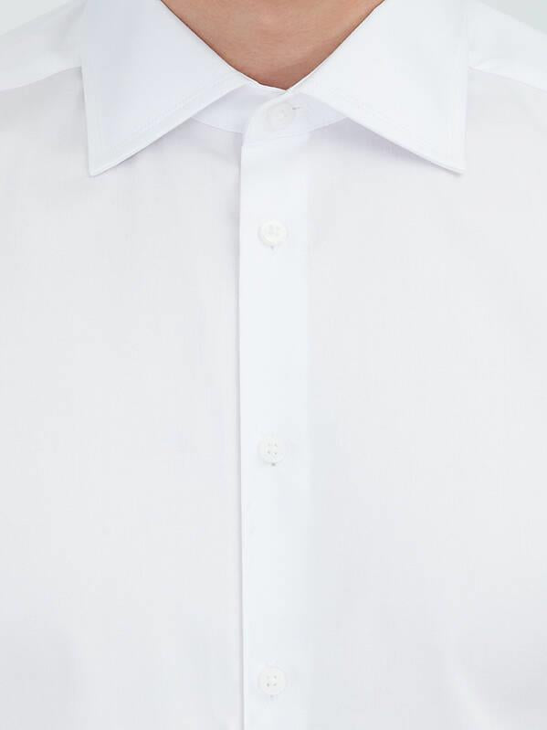 Beyaz Düz Slim Fit Uzun Dokuma Klasik %100 Pamuk Gömlek