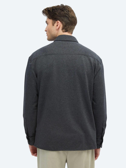 Antrasit Düz Oversize Fit Uzun Casual Pamuk Karışımlı Gömlek