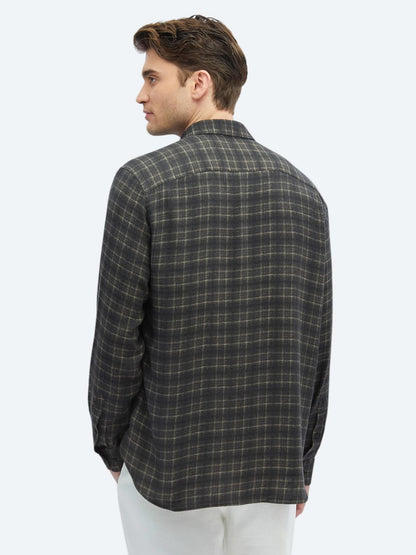 Antrasit Kareli Regular Fit Uzun Dokuma Casual Gömlek