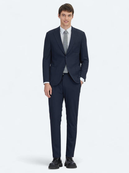 Lacivert Düz Modern Fit Örme Takım Elbise