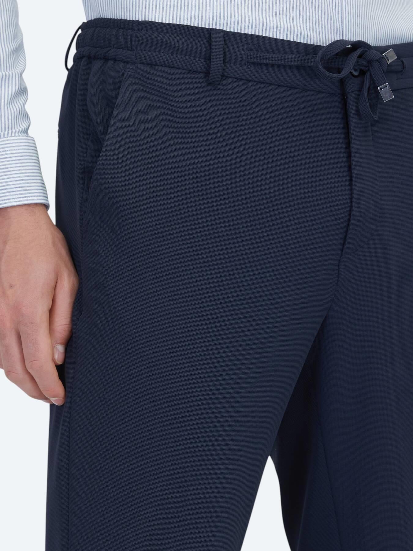 Lacivert Düz Modern Fit Örme Takım Elbise
