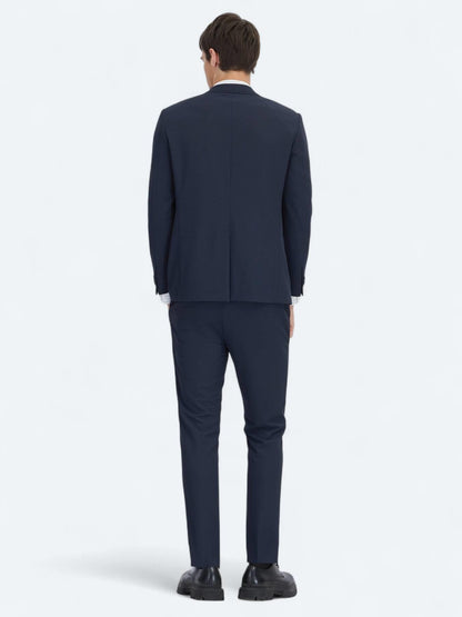 Lacivert Düz Modern Fit Örme Takım Elbise