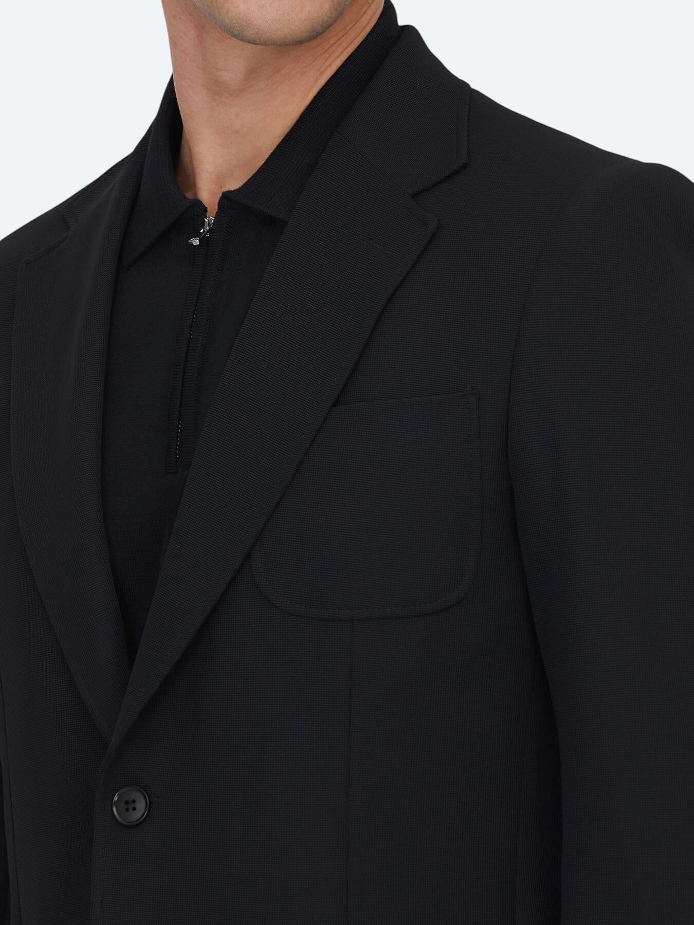 Siyah Düz Modern Fit Örme Takım Elbise