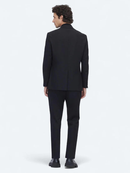 Siyah Düz Modern Fit Örme Takım Elbise