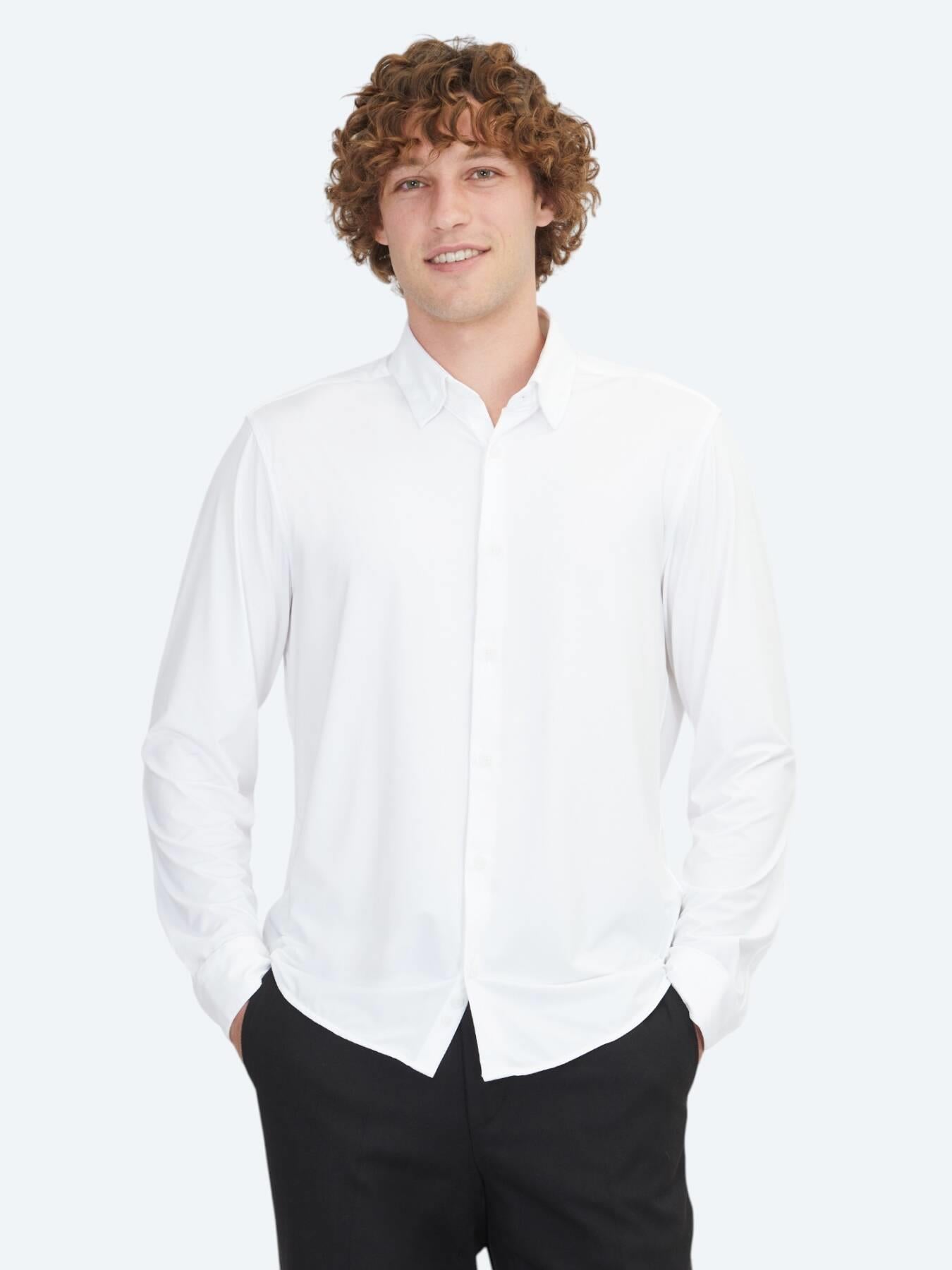 Beyaz Regular Fit Uzun Casual Gömlek