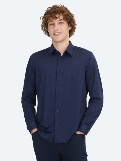 Lacivert Regular Fit Uzun Casual Gömlek