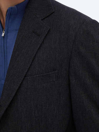 Siyah Düz Modern Fit Pamuk Karışımlı Takım Elbise