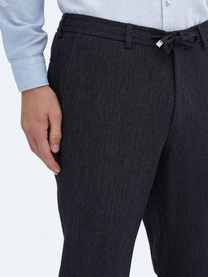 Siyah Düz Modern Fit Pamuk Karışımlı Takım Elbise