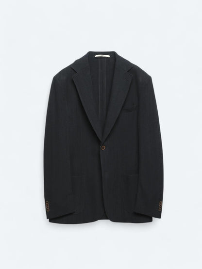 Lacivert Desenli Modern Fit %100 Pamuk Örme Ceket