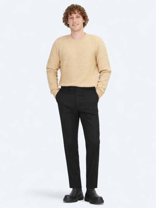 Siyah Düz Dokuma Fitted Fit Klasik Pantolon