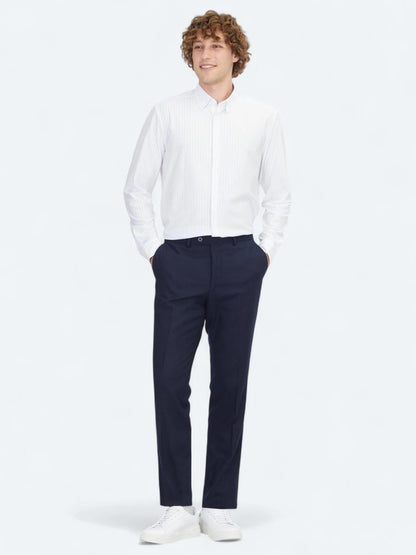 Lacivert Düz Dokuma Fitted Fit Klasik Pantolon
