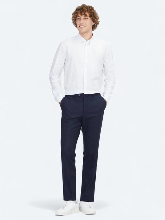 Lacivert Düz Dokuma Fitted Fit Klasik Pantolon