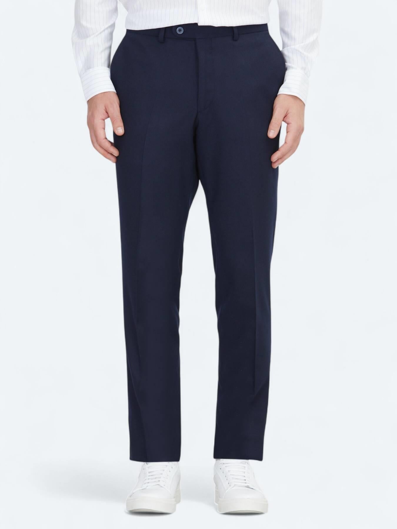 Lacivert Düz Dokuma Fitted Fit Klasik Pantolon