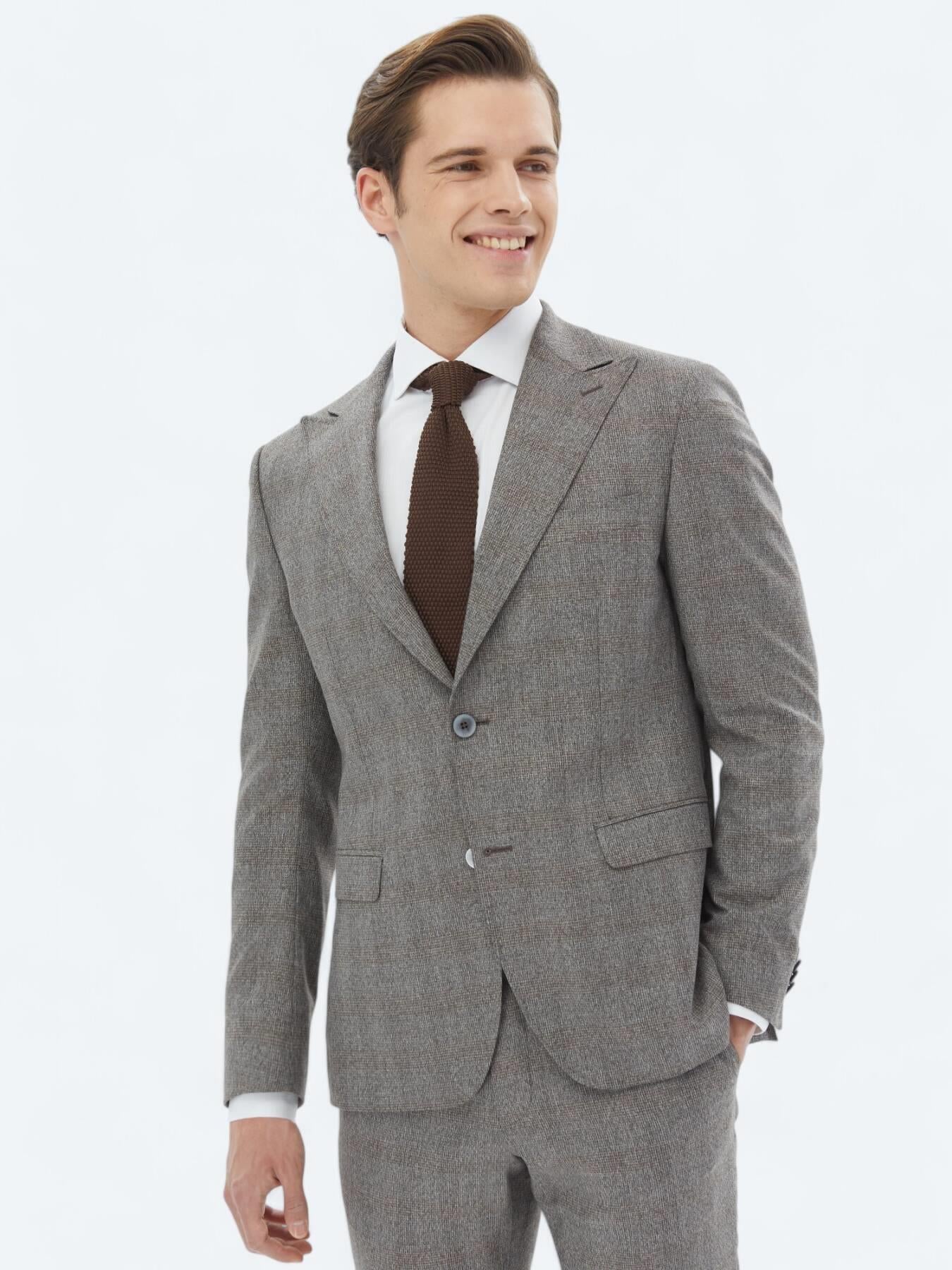 Gri Mikro Modern Fit Takım Elbise