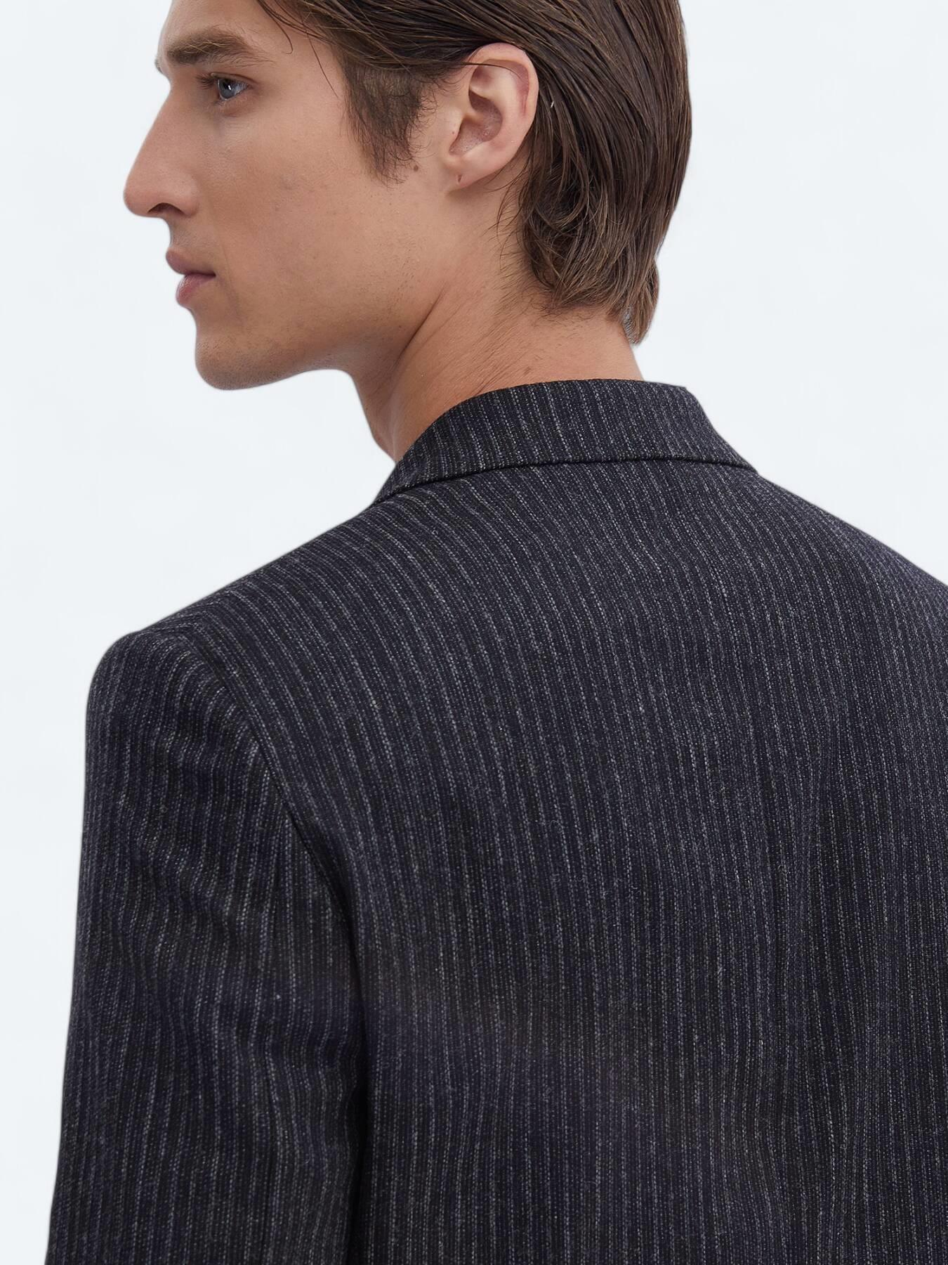 Antrasit Desenli Modern Fit Yün Karışımlı Ceket