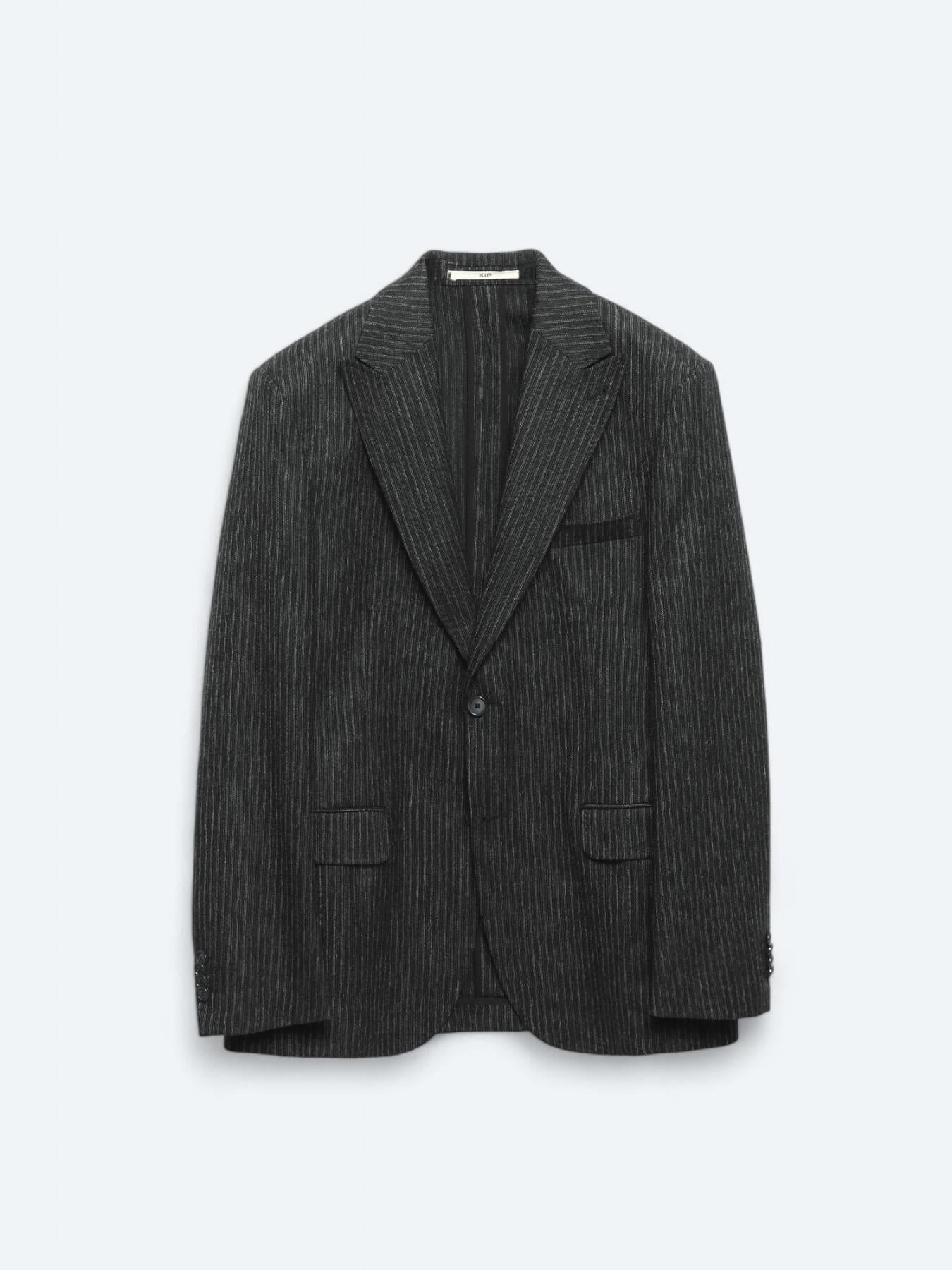 Antrasit Desenli Modern Fit Yün Karışımlı Ceket