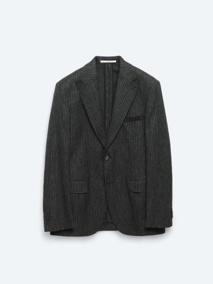 Antrasit Desenli Modern Fit Yün Karışımlı Ceket