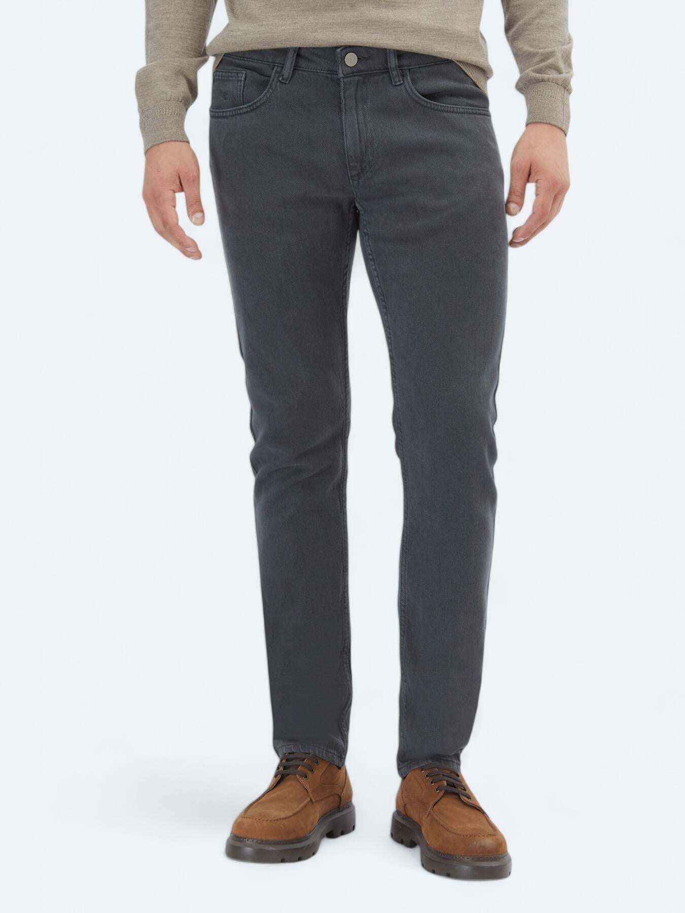 Antrasit Dokuma Slim Fit Casual Pamuk Karışımlı Pantolon