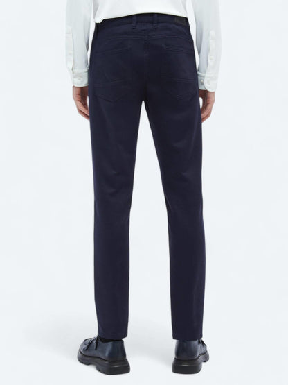 Lacivert Dokuma Slim Fit Casual Pamuk Karışımlı Pantolon