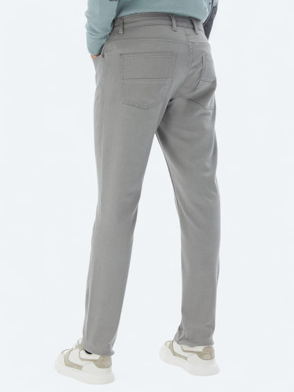 Gri Slim Fit Denim Pamuk Karışımlı Pantolon
