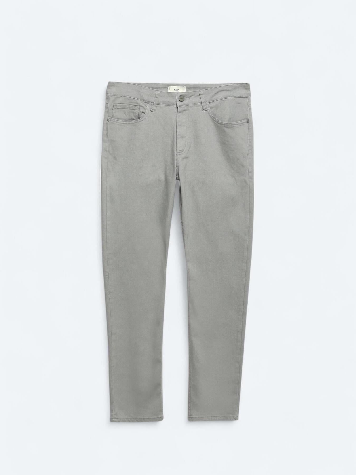 Gri Slim Fit Denim Pamuk Karışımlı Pantolon