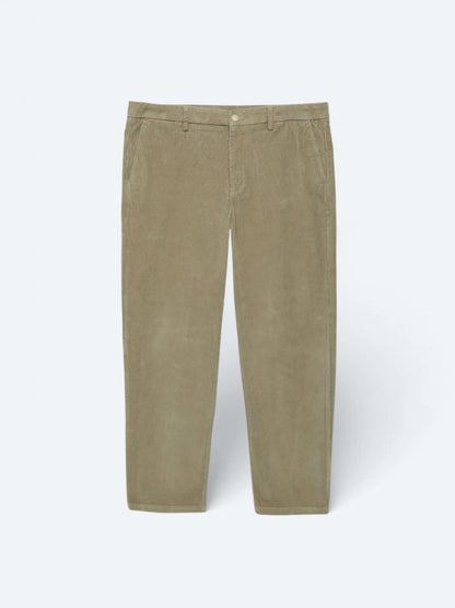 Bej Dokuma Loose Fit Kadife Casual Pamuk Karışımlı Pantolon