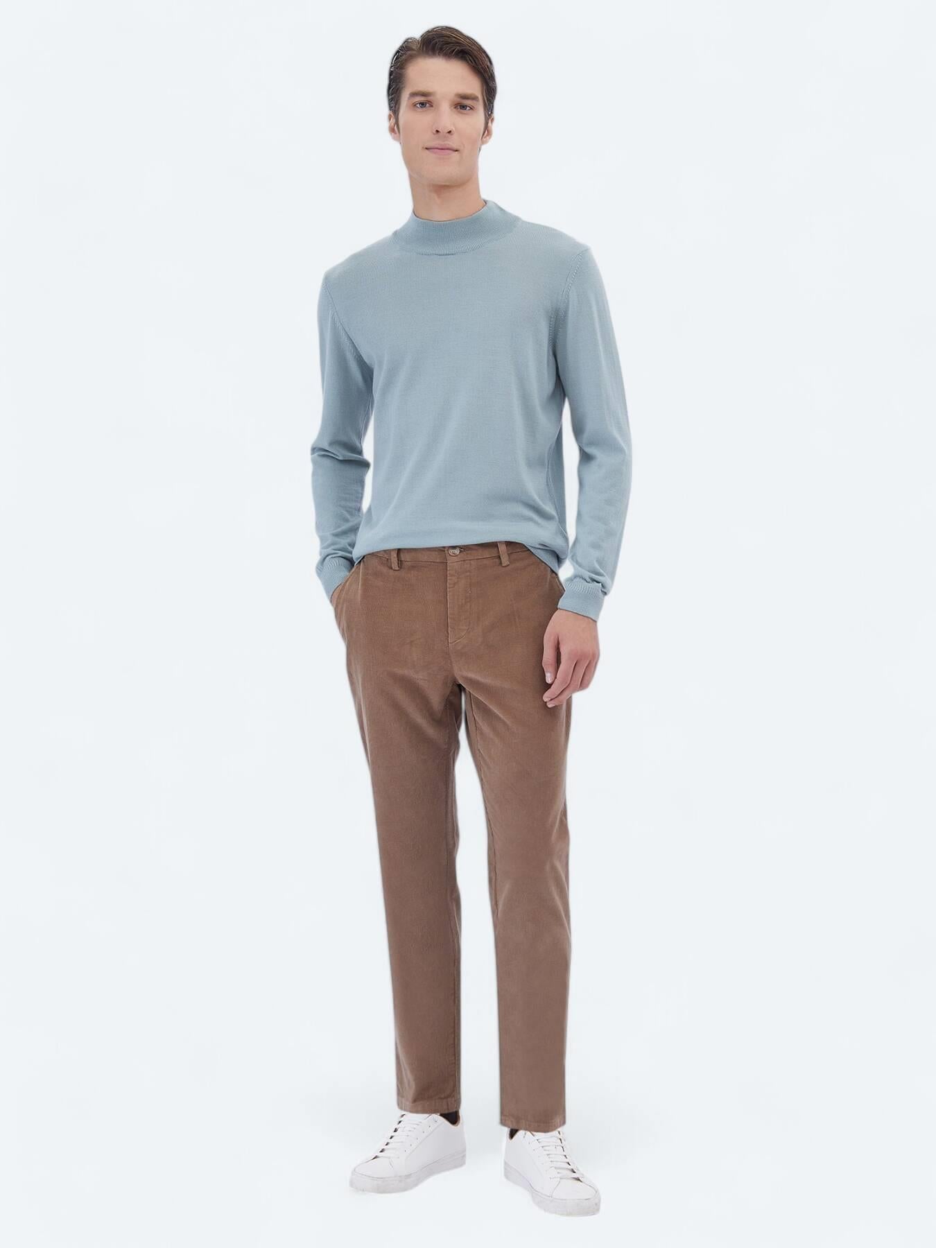 Deve Tüyü Dokuma Regular Fit Kadife Casual Pamuk Karışımlı Pantolon