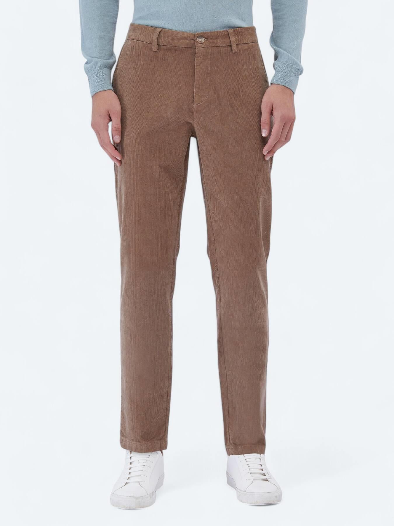 Deve Tüyü Dokuma Regular Fit Kadife Casual Pamuk Karışımlı Pantolon