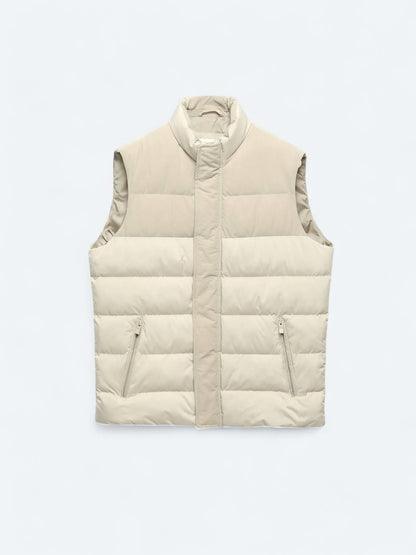 Bej Regular Fit Dik Yaka Casual Dokuma Spor Yelek