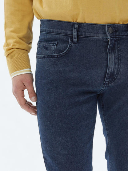 Lacivert Slim Fit Denim Pamuk Karışımlı Pantolon