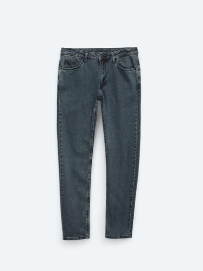 Lacivert Slim Fit Denim Pamuk Karışımlı Pantolon