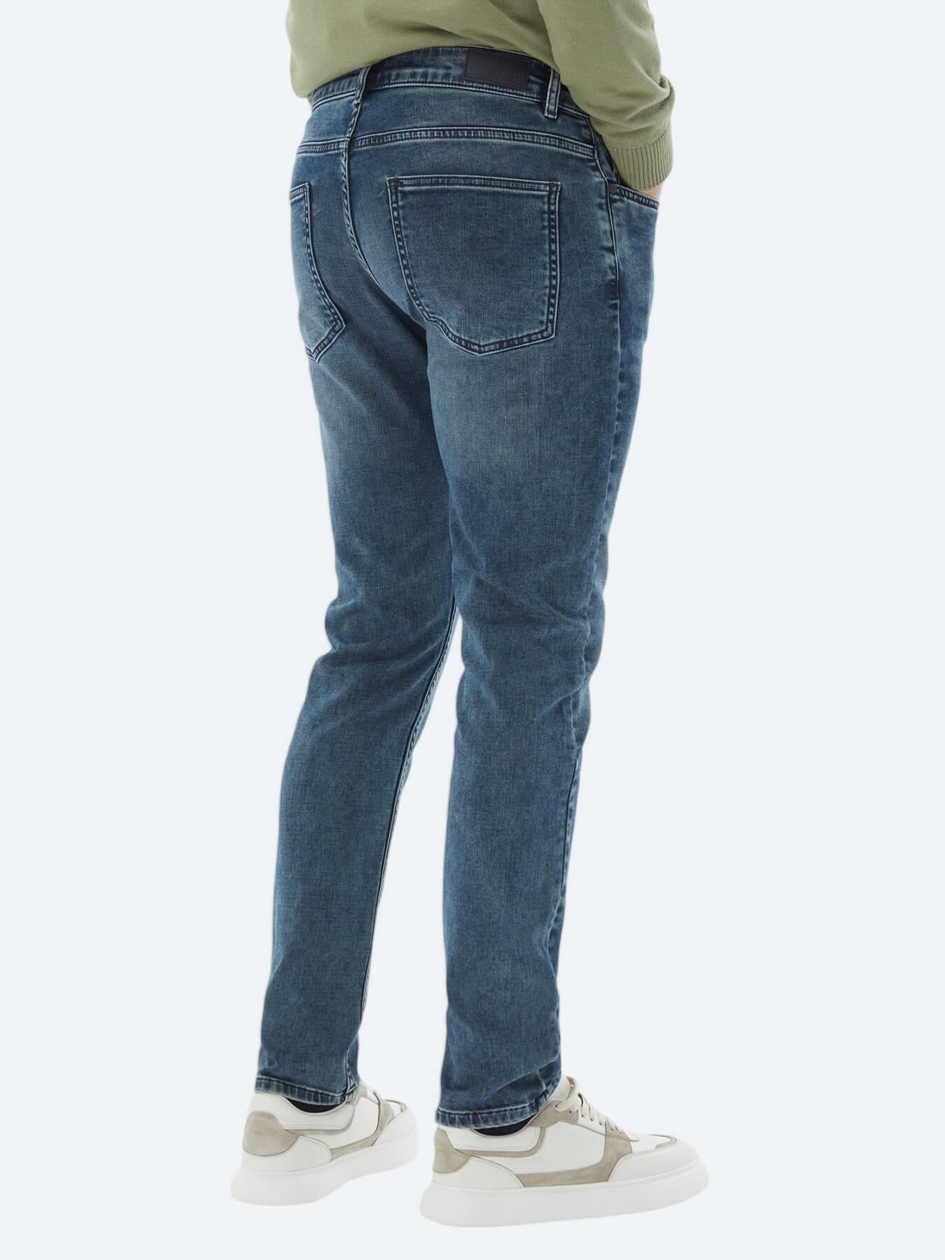 Lacivert Slim Fit Denim Pamuk Karışımlı Pantolon