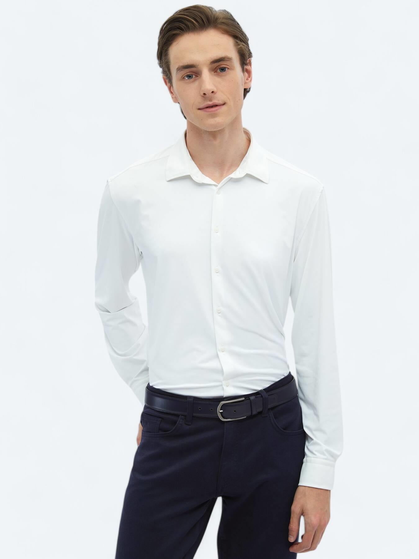 Beyaz Düz Regular Fit Uzun Casual Gömlek