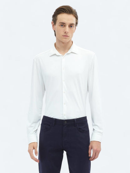 Beyaz Düz Regular Fit Uzun Casual Gömlek