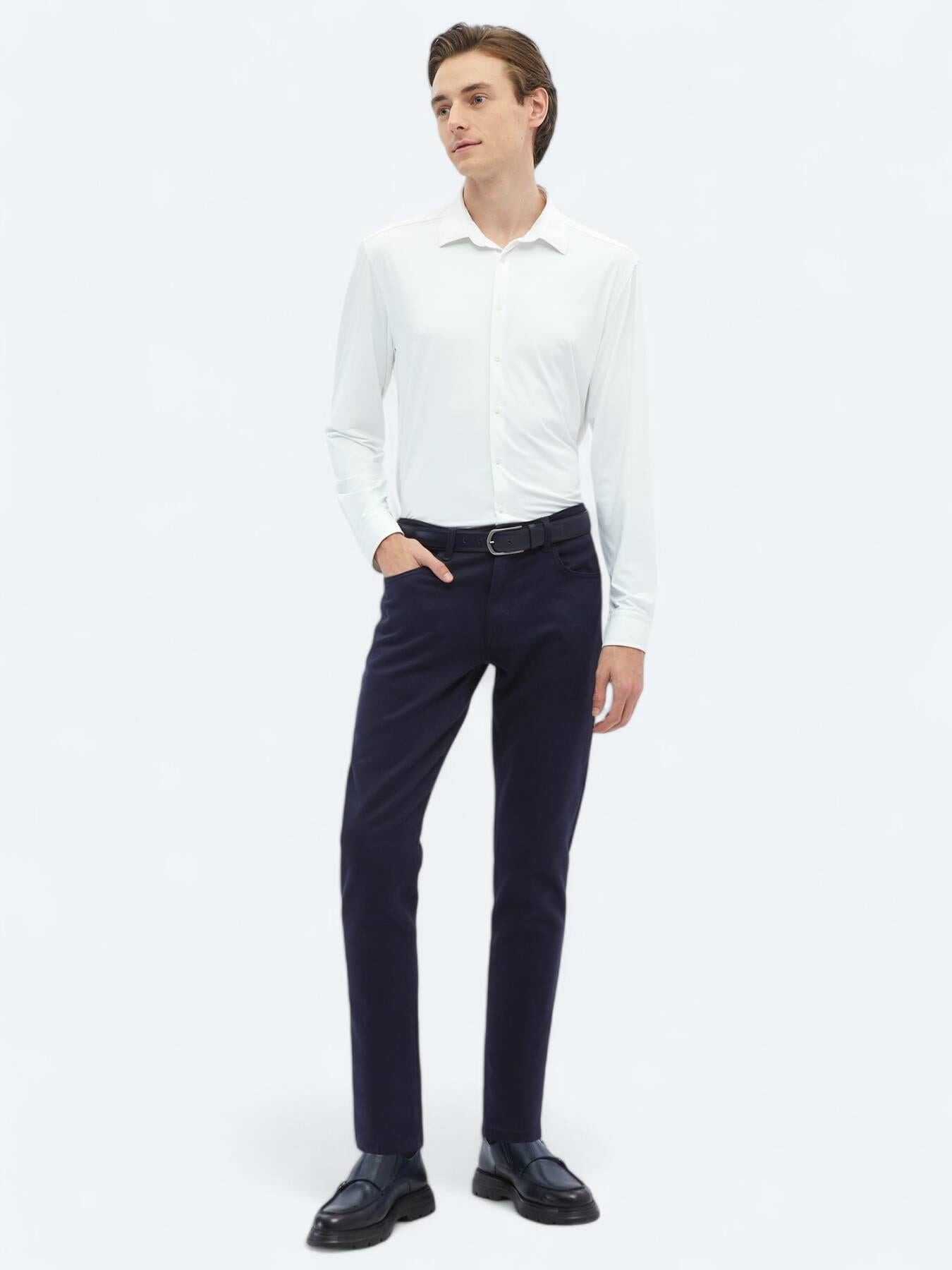 Beyaz Düz Regular Fit Uzun Casual Gömlek