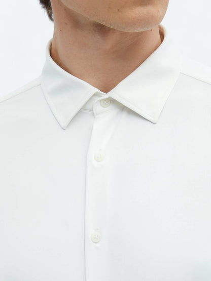 Beyaz Düz Regular Fit Uzun Casual Gömlek