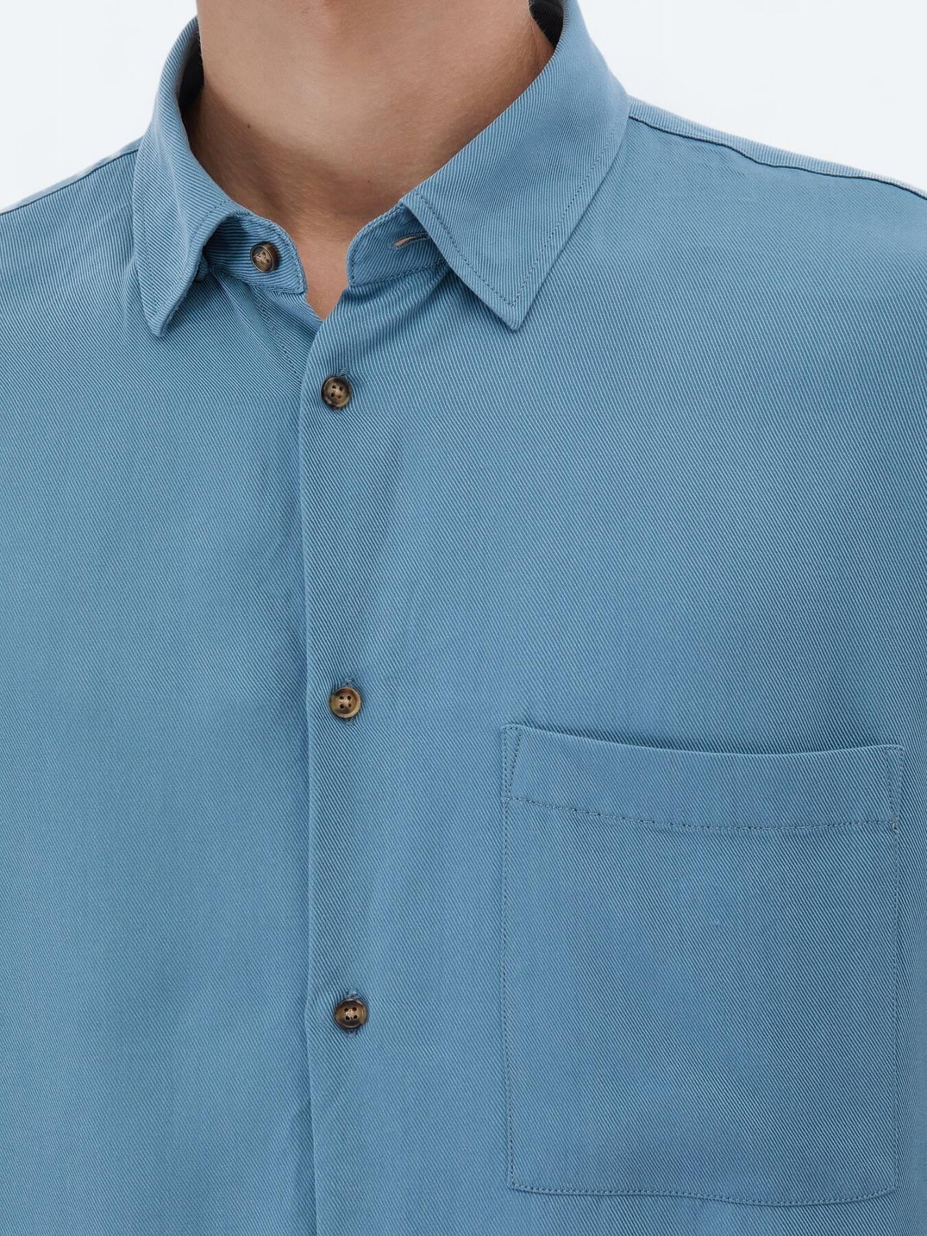Koyu Mint Fitilli Oversize Fit Uzun Dokuma Casual Gömlek