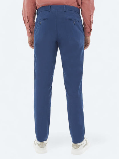 Koyu Mavi Dokuma Regular Fit Casual Pamuk Karışımlı Pantolon