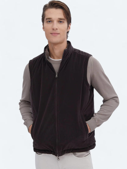 Koyu Vizon Regular Fit Gizli Kapüşon Casual Dokuma Spor Yelek