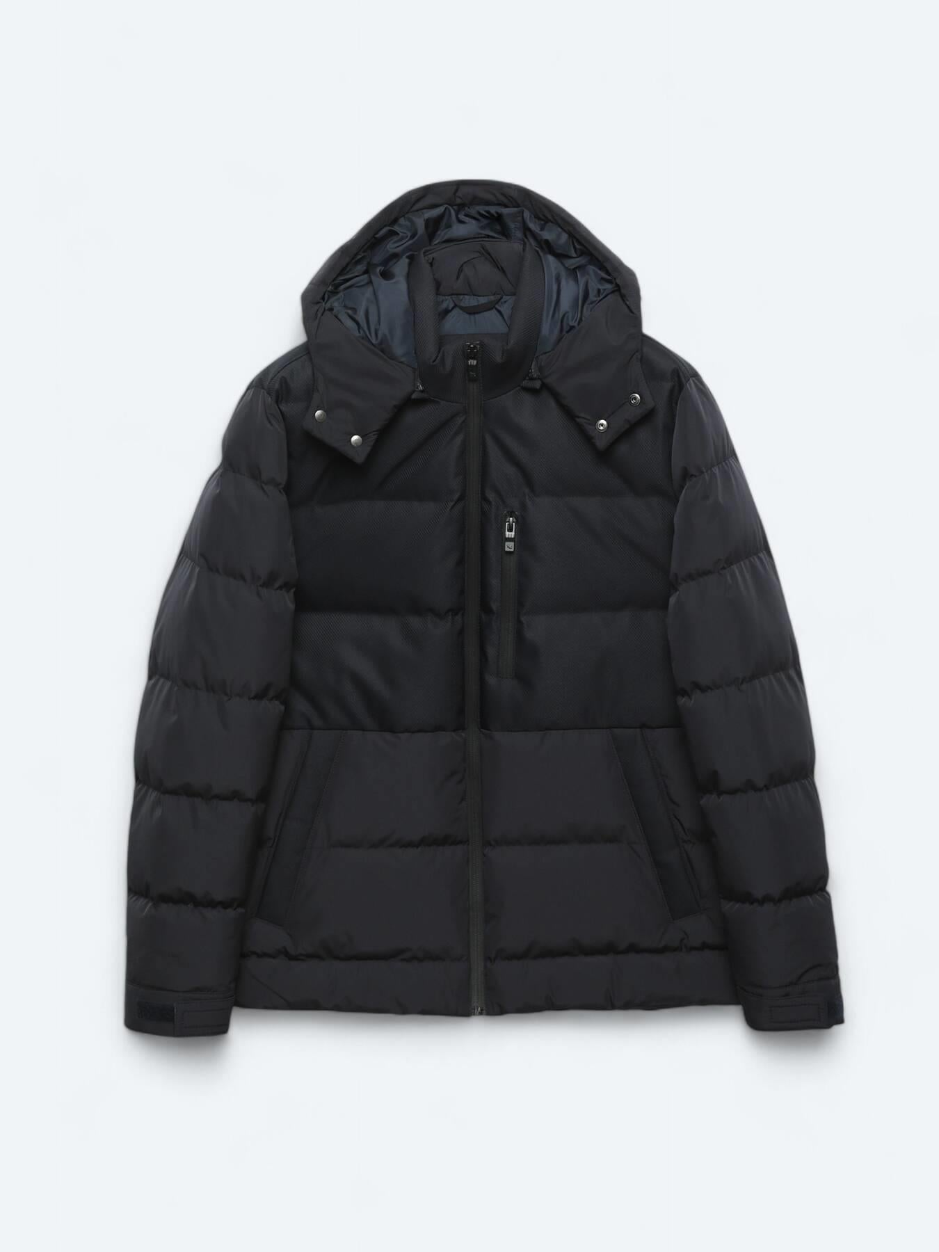 Lacivert Regular Fit Kapüşonlu Casual Dokuma Mont