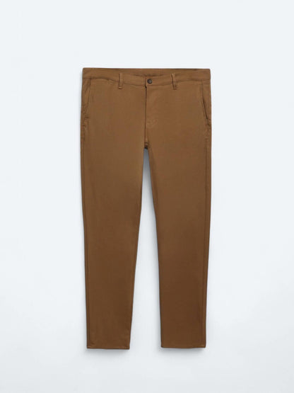 Kahverengi Dokuma Slim Fit Casual Pantolon
