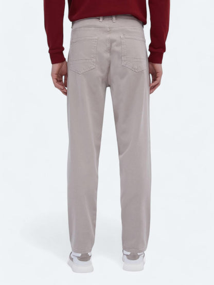 Bej Dokuma Carrot Fit Casual Pamuk Karışımlı Pantolon