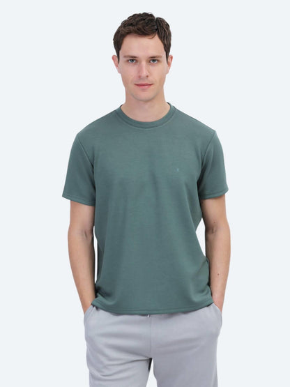 Yeşil Düz Bisiklet Yaka T-shirt
