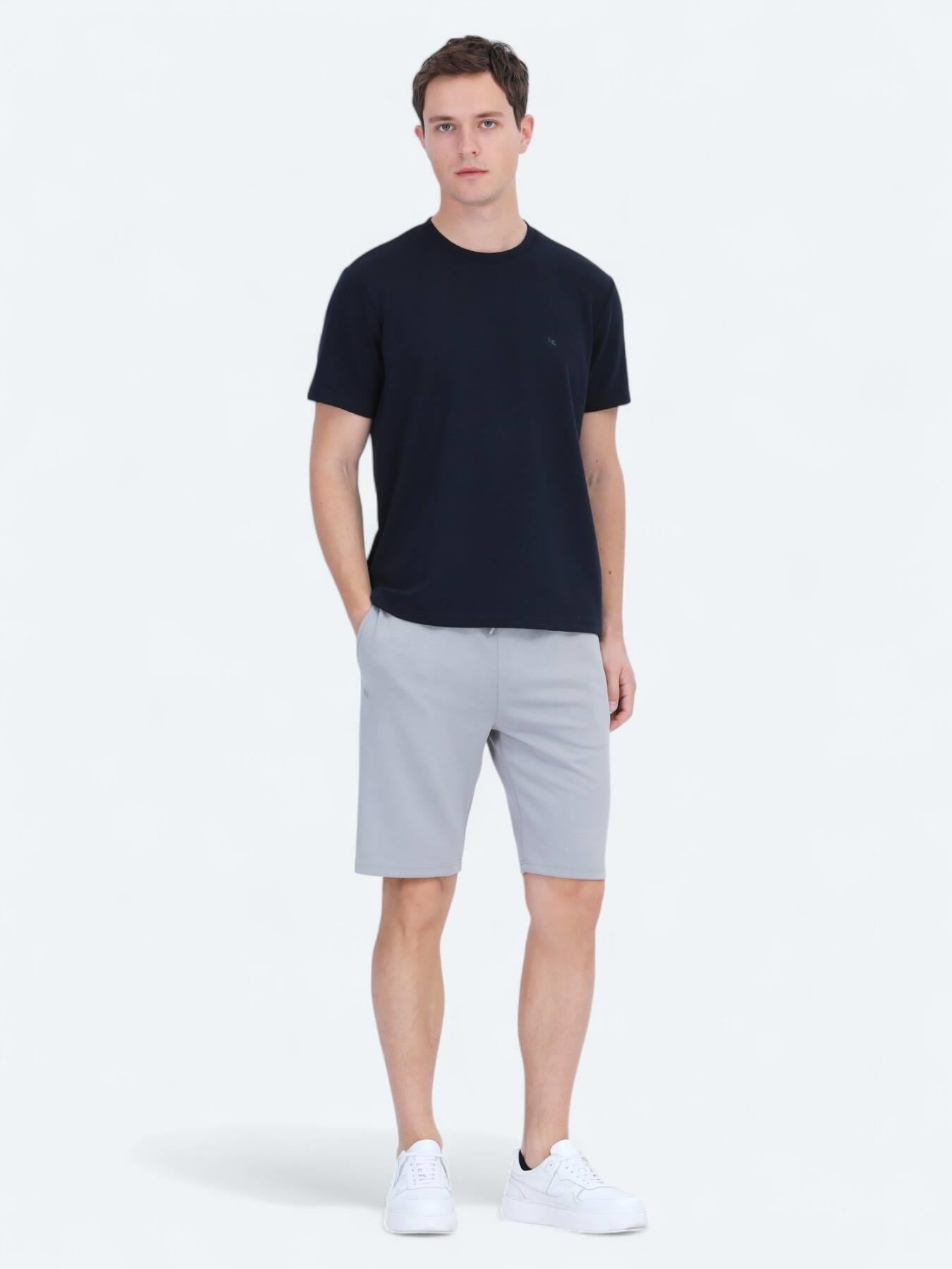 Lacivert Düz Bisiklet Yaka T-shirt