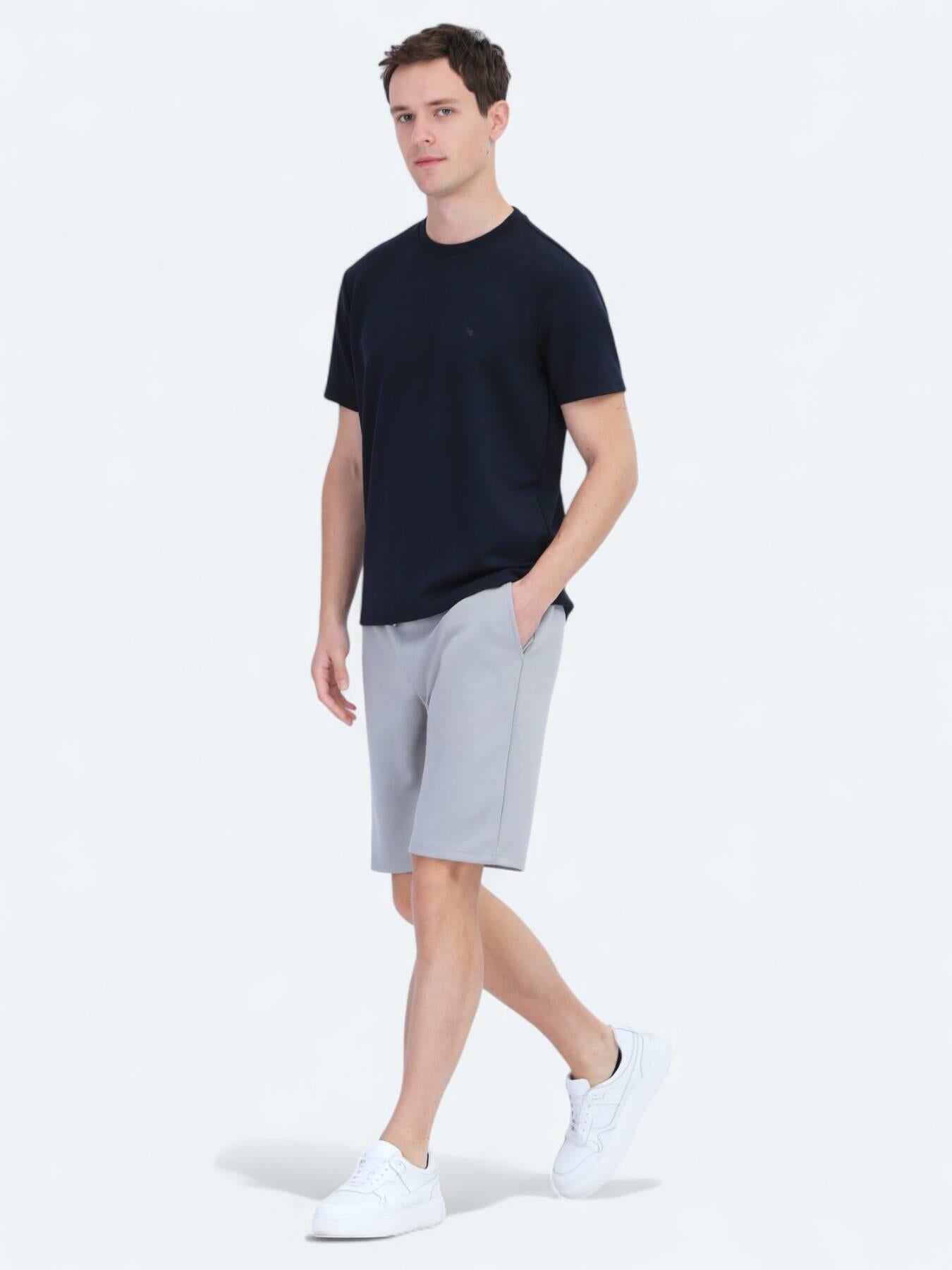 Lacivert Düz Bisiklet Yaka T-shirt