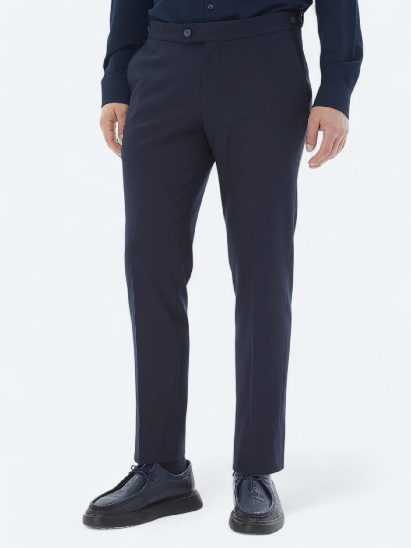 Lacivert Dokuma Regular Fit Casual Pantolon