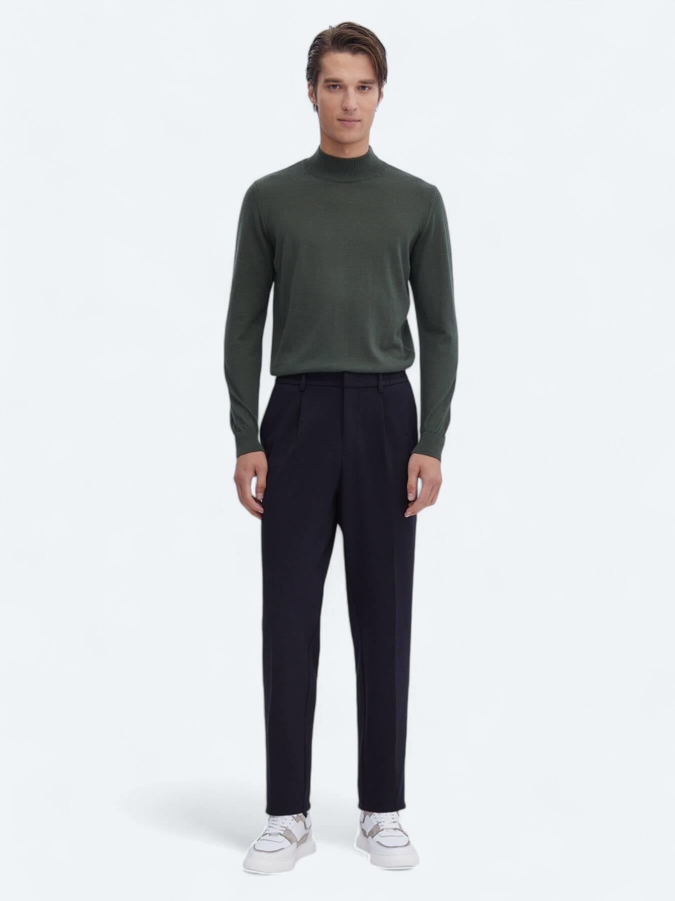 Lacivert Örme Carrot Fit Casual Pantolon