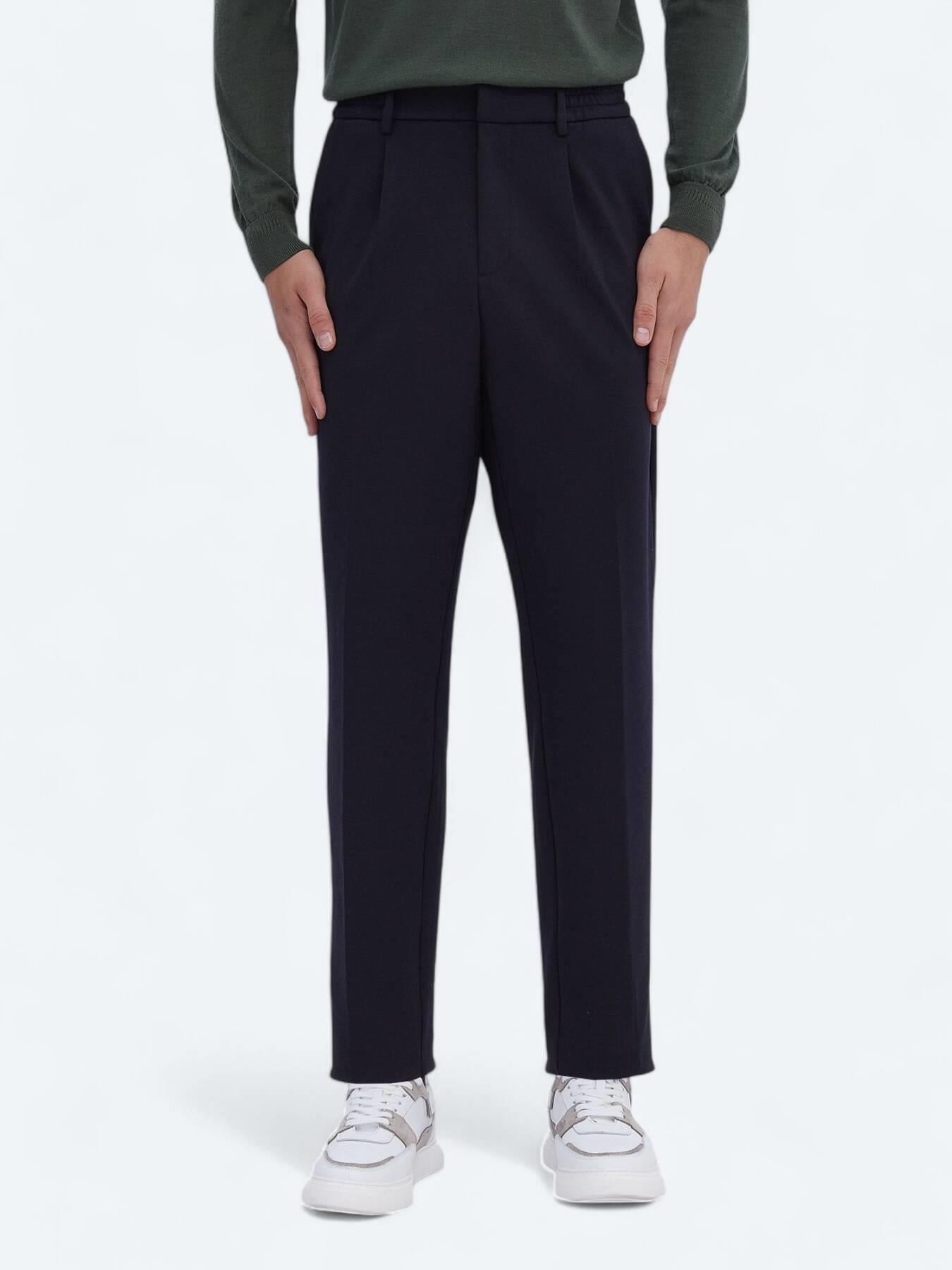 Lacivert Örme Carrot Fit Casual Pantolon