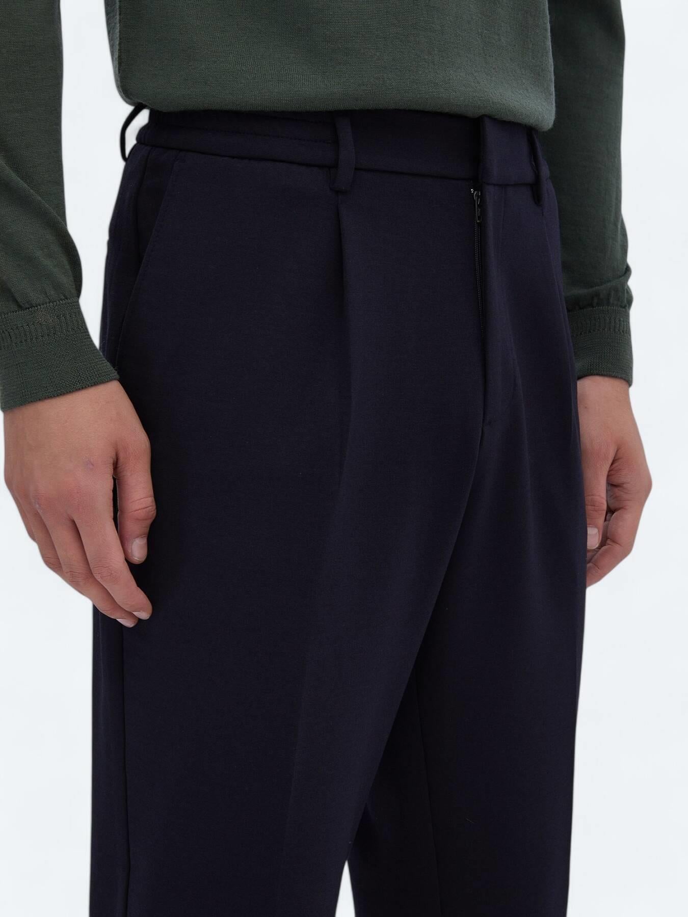 Lacivert Örme Carrot Fit Casual Pantolon