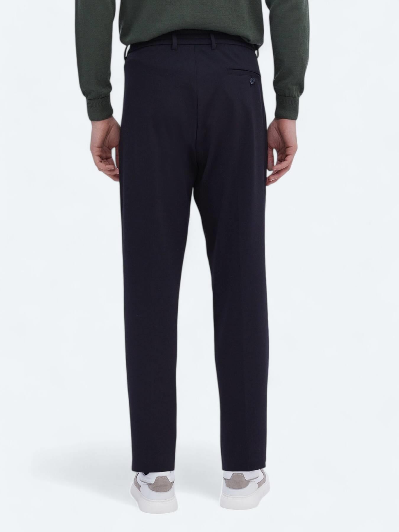 Lacivert Örme Carrot Fit Casual Pantolon